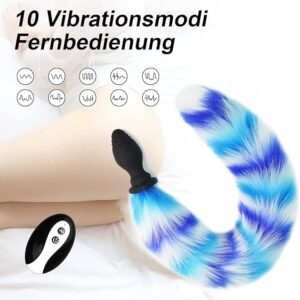 Fox Tail-Vibrating Anal Plug Remote Control -Vibrator Butt Plug Anal Role Play Flirting Animal Tail Sex Toy for Men Women Couples & Cosplay Play